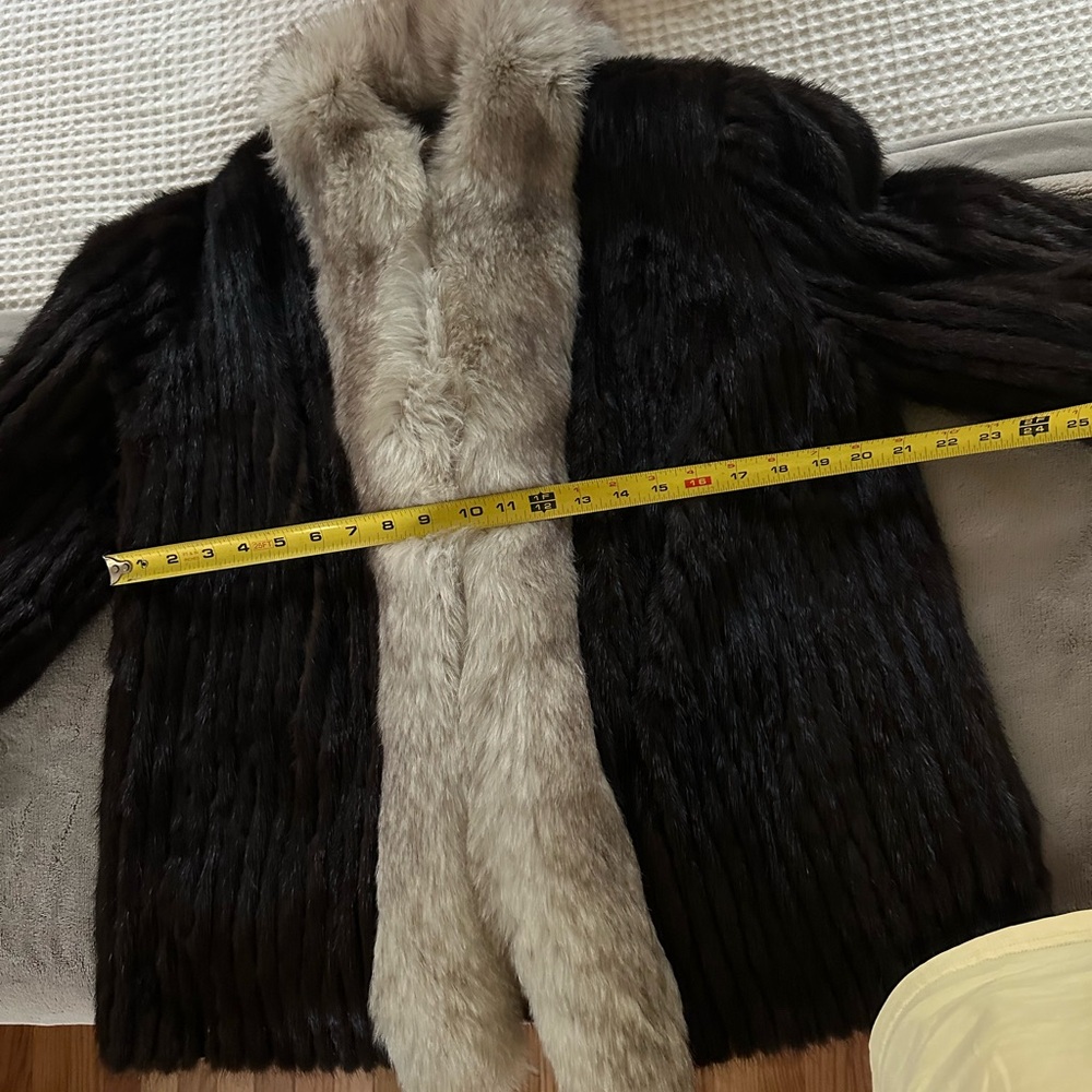 Saga Mink Fur Brown and Cream Jacket 12 - Picture 8 of 9